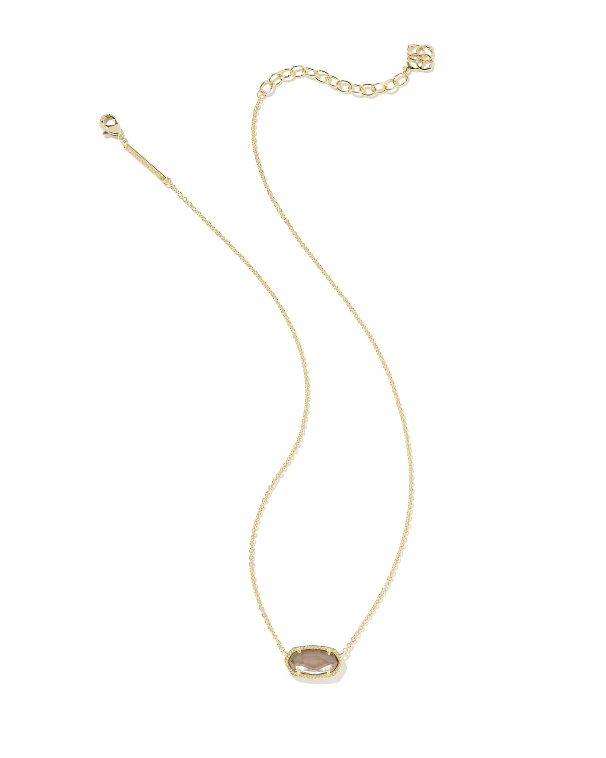 Elisa Gold Short Pendant Necklace - Taupe Mother of Pearl