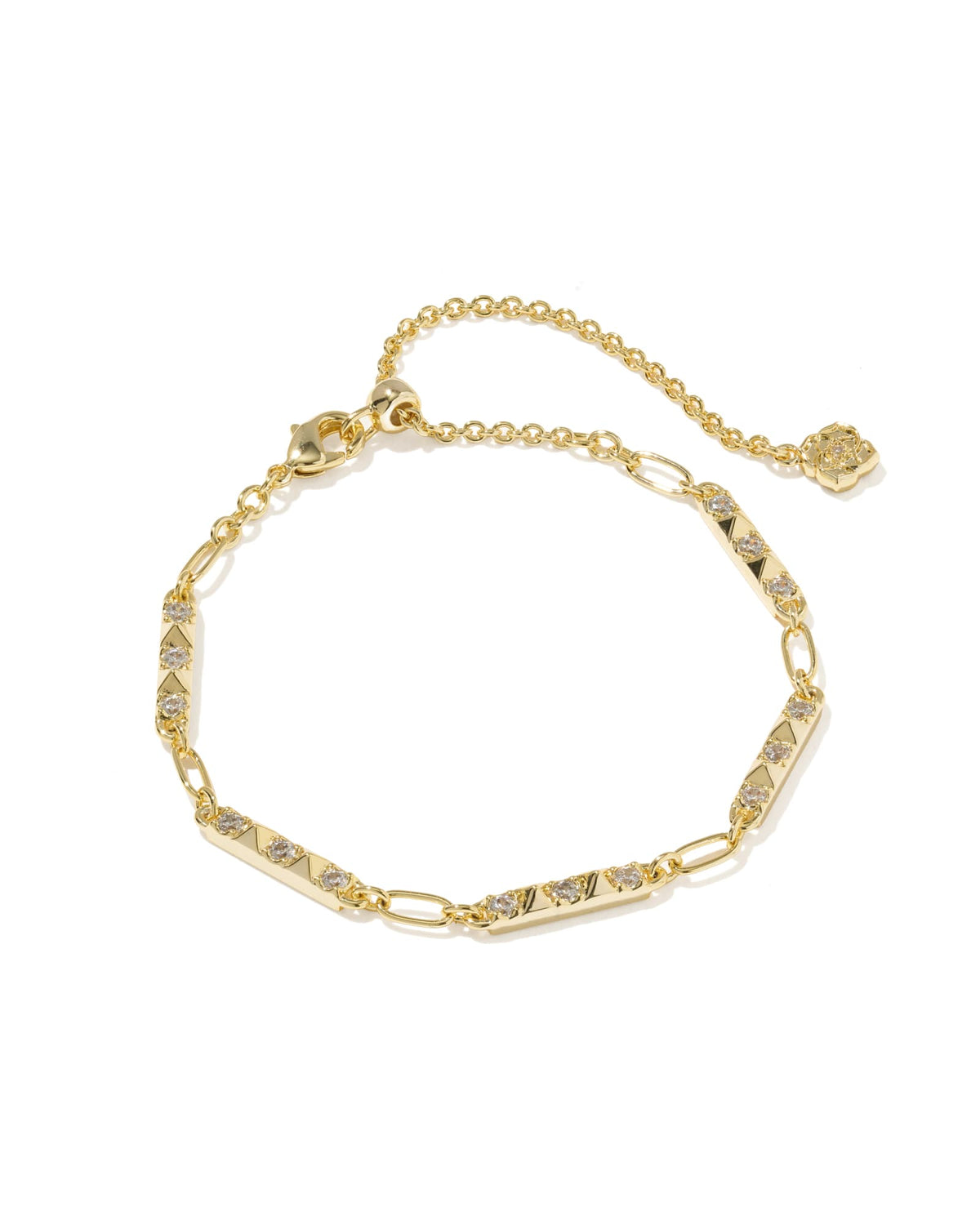 Fate Gold Set of 2 Delicate Chain Bracelets - White CZ