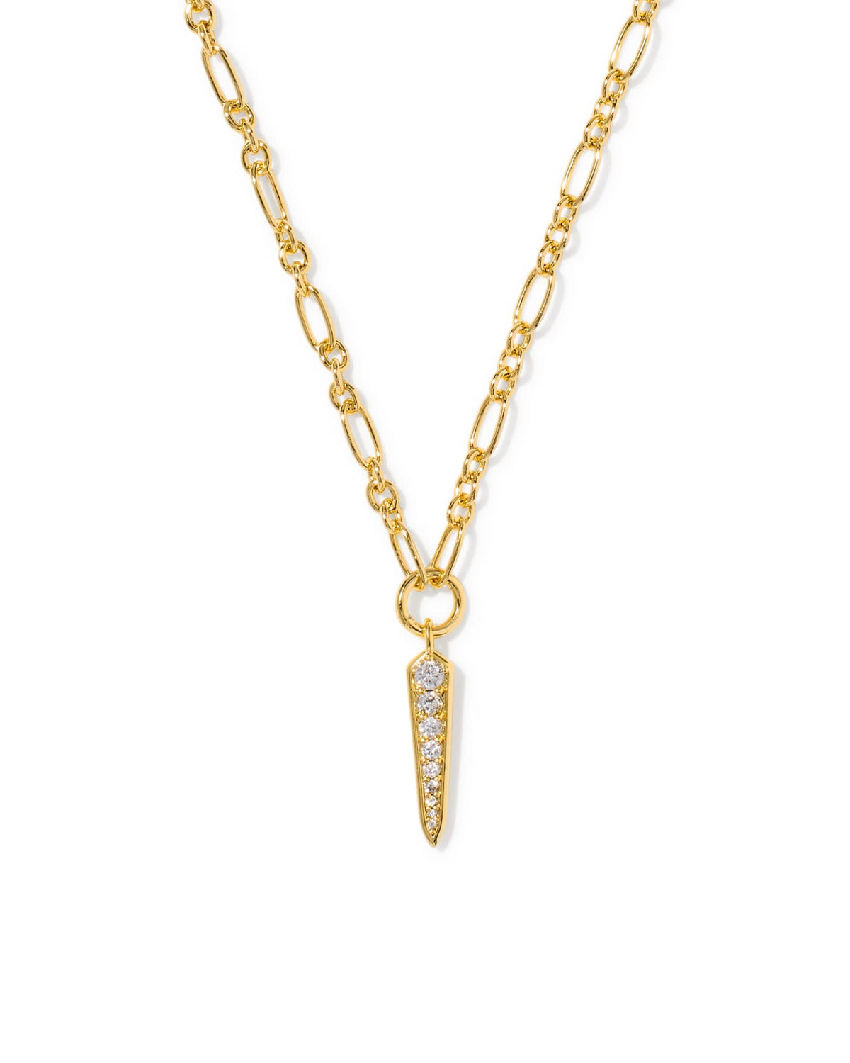 Fate Gold Short Pendant Necklace - White CZ
