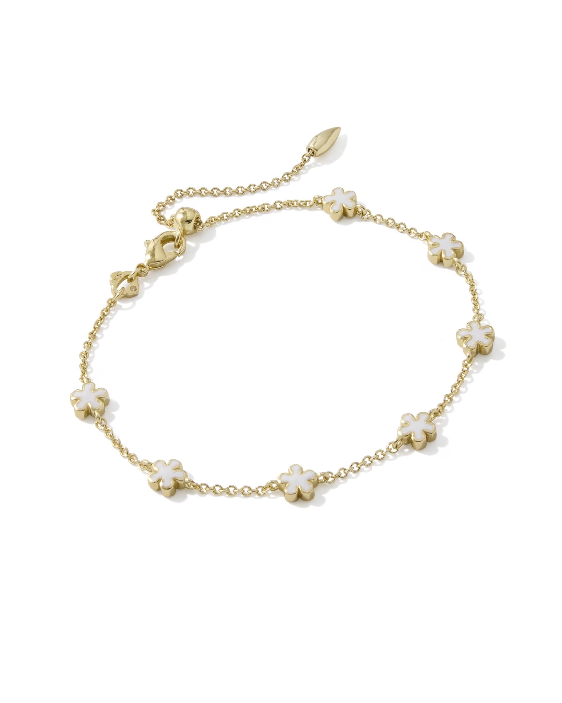 Jane Delicate Chain Bracelet - White Enamel
