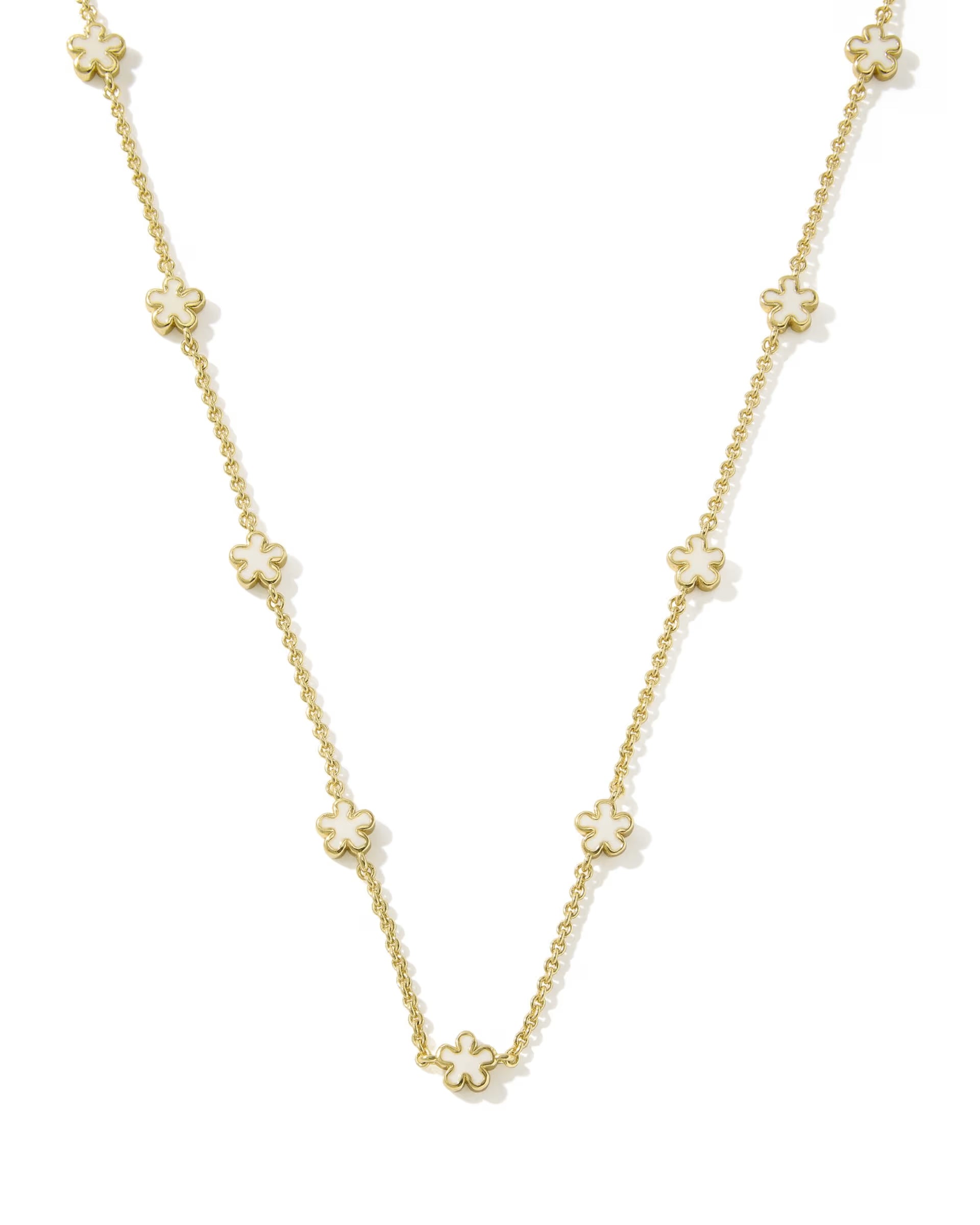 Jane Gold Strand Necklace - White Enamel