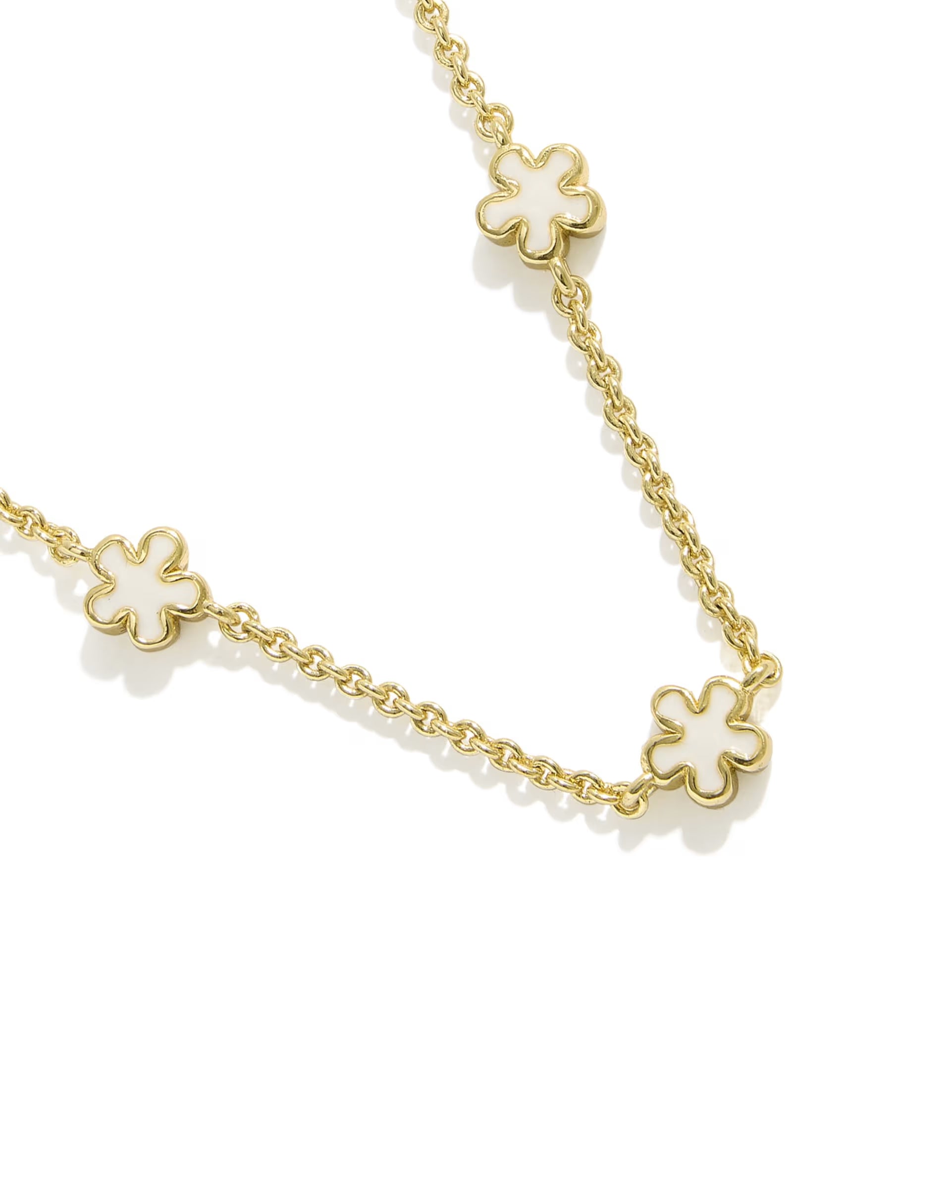 Jane Gold Strand Necklace - White Enamel