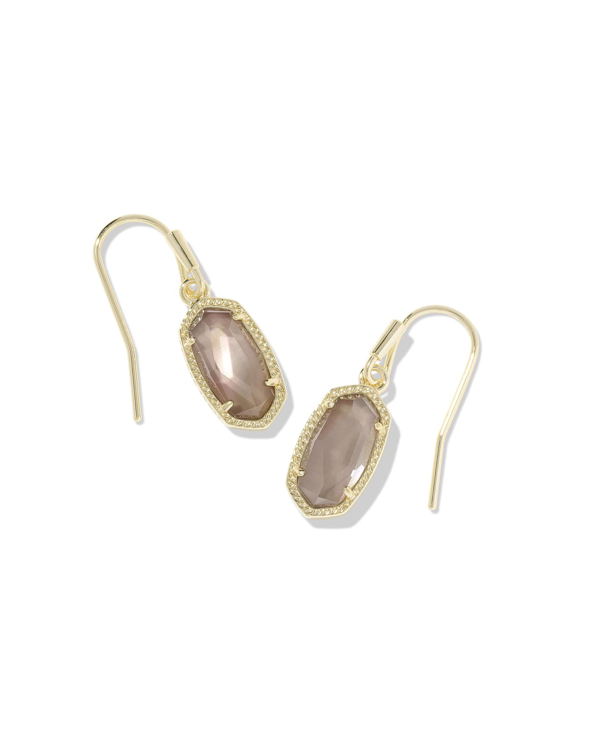 Lee Gold Drop Earrings - Taupe Mother of Pearl