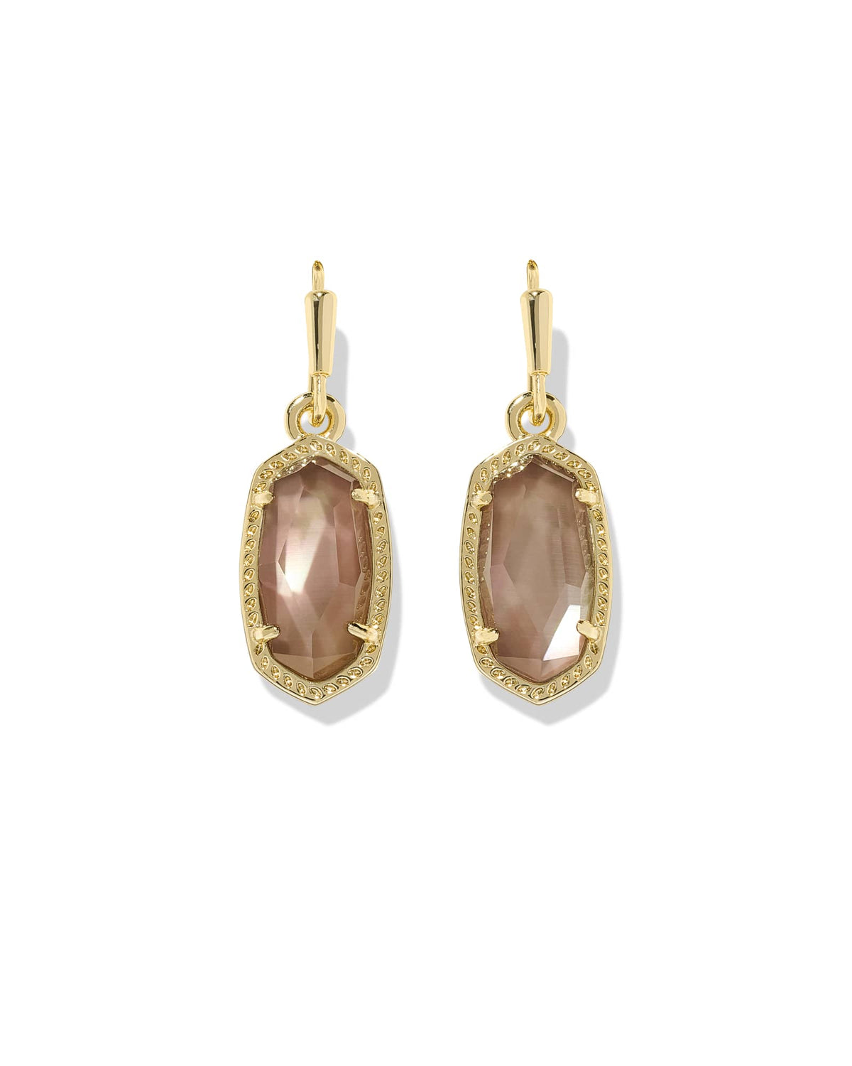 Lee Gold Drop Earrings - Taupe Mother of Pearl