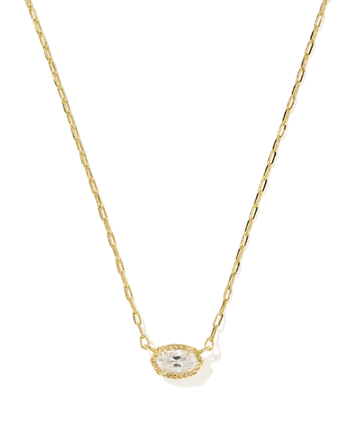 Mini Elisa Luxe Gold Short Pendant Necklace - White CZ