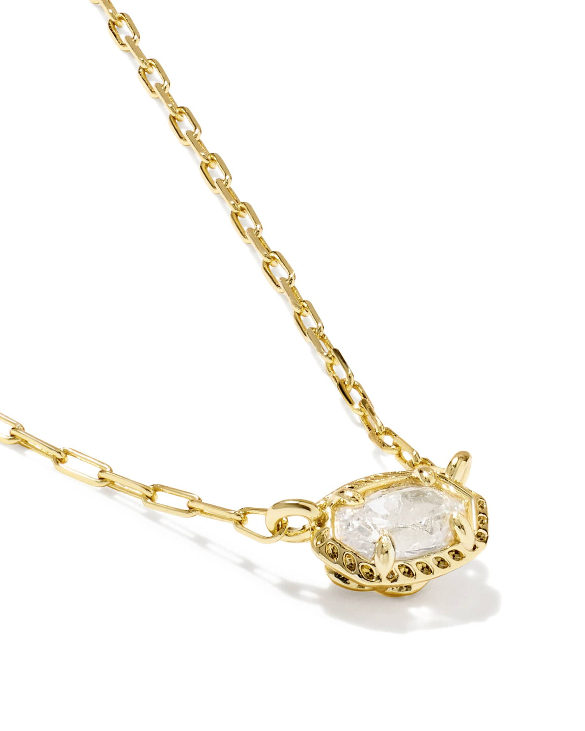 Mini Elisa Luxe Gold Short Pendant Necklace - White CZ
