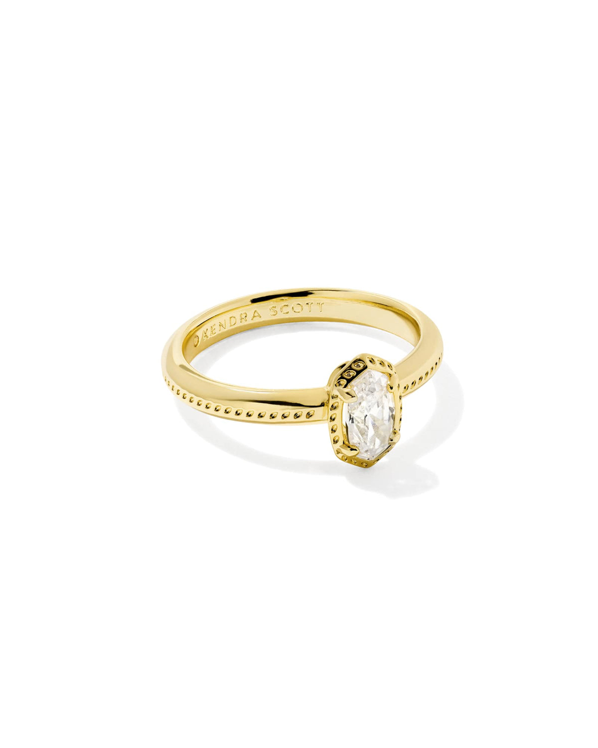 Mini Elyse Luxe Gold Band Ring - White CZ