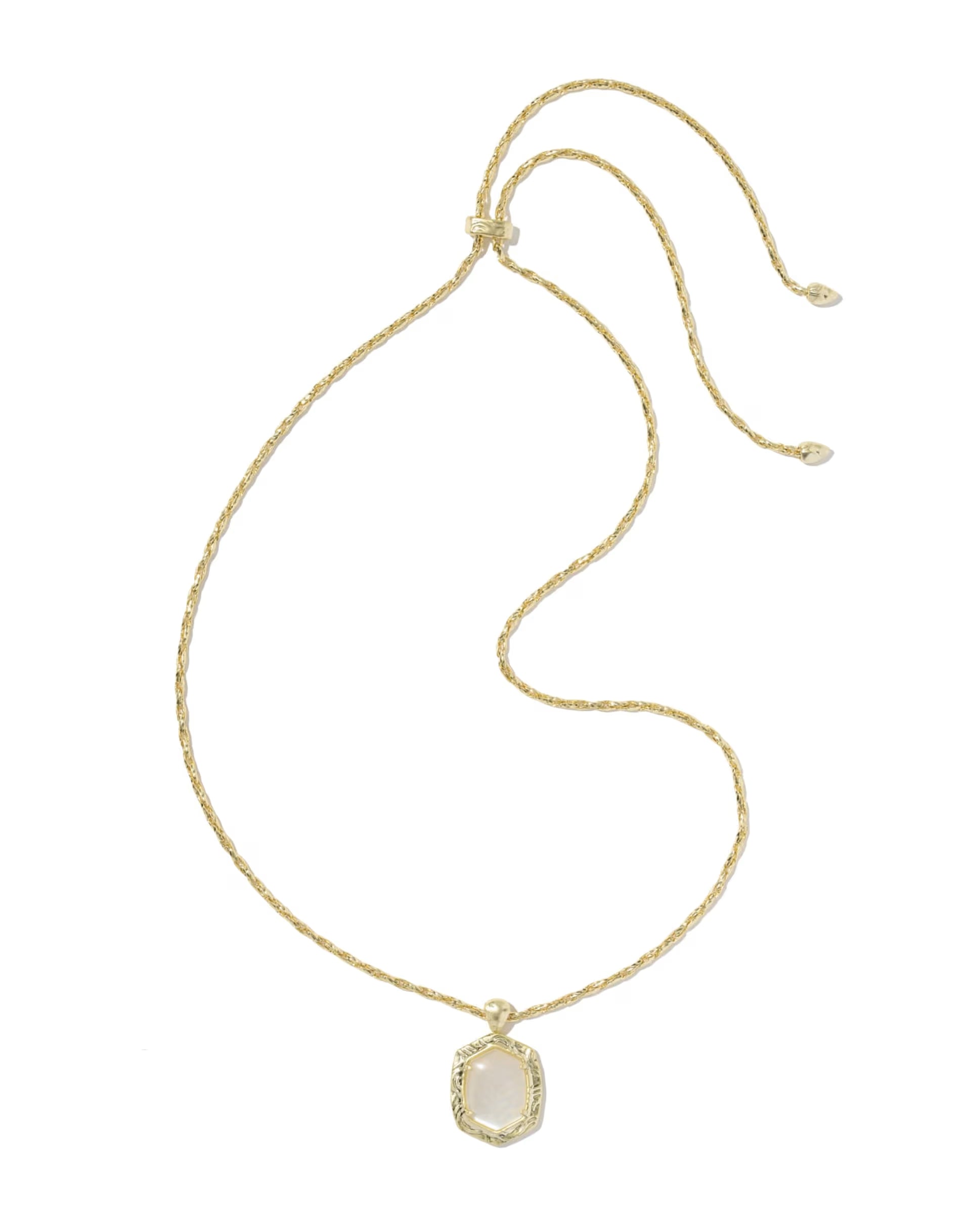 Tiger Striped Daphne Gold Small Long Pendant Necklace