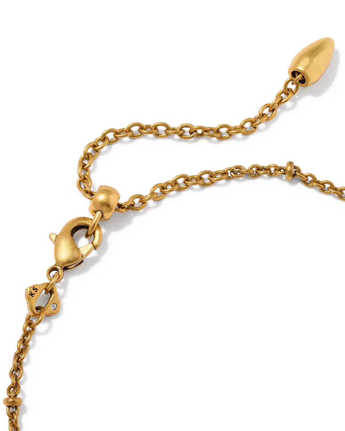Tiger Striped Elaina Vintage Gold Delicate Chain Bracelet - Chartreuse Green Mother of Pearl