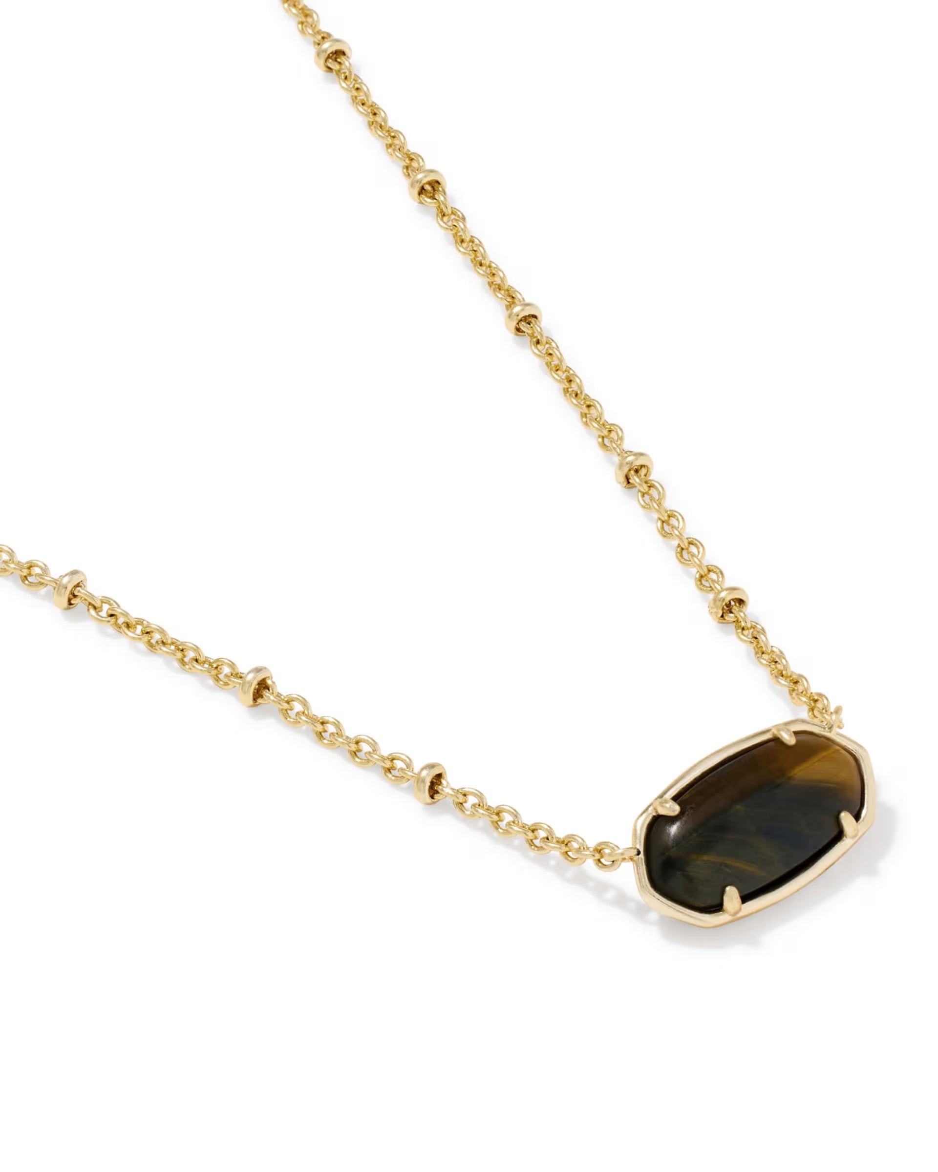 Tiger Striped Dark Brown Elisa Gold Short Pendant Necklace