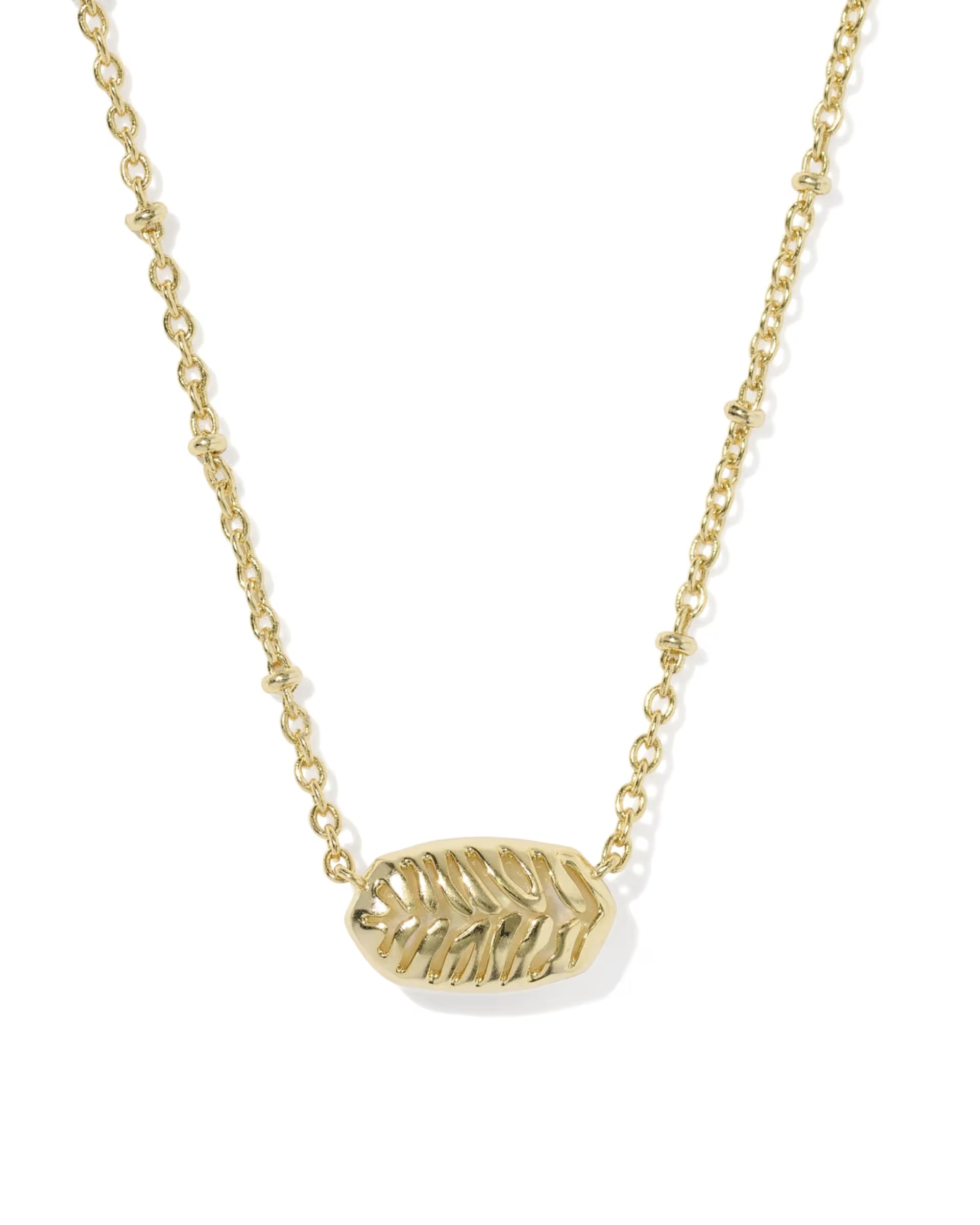 Tiger Striped Mother of Pearl Elisa Gold Short Pendant Necklace