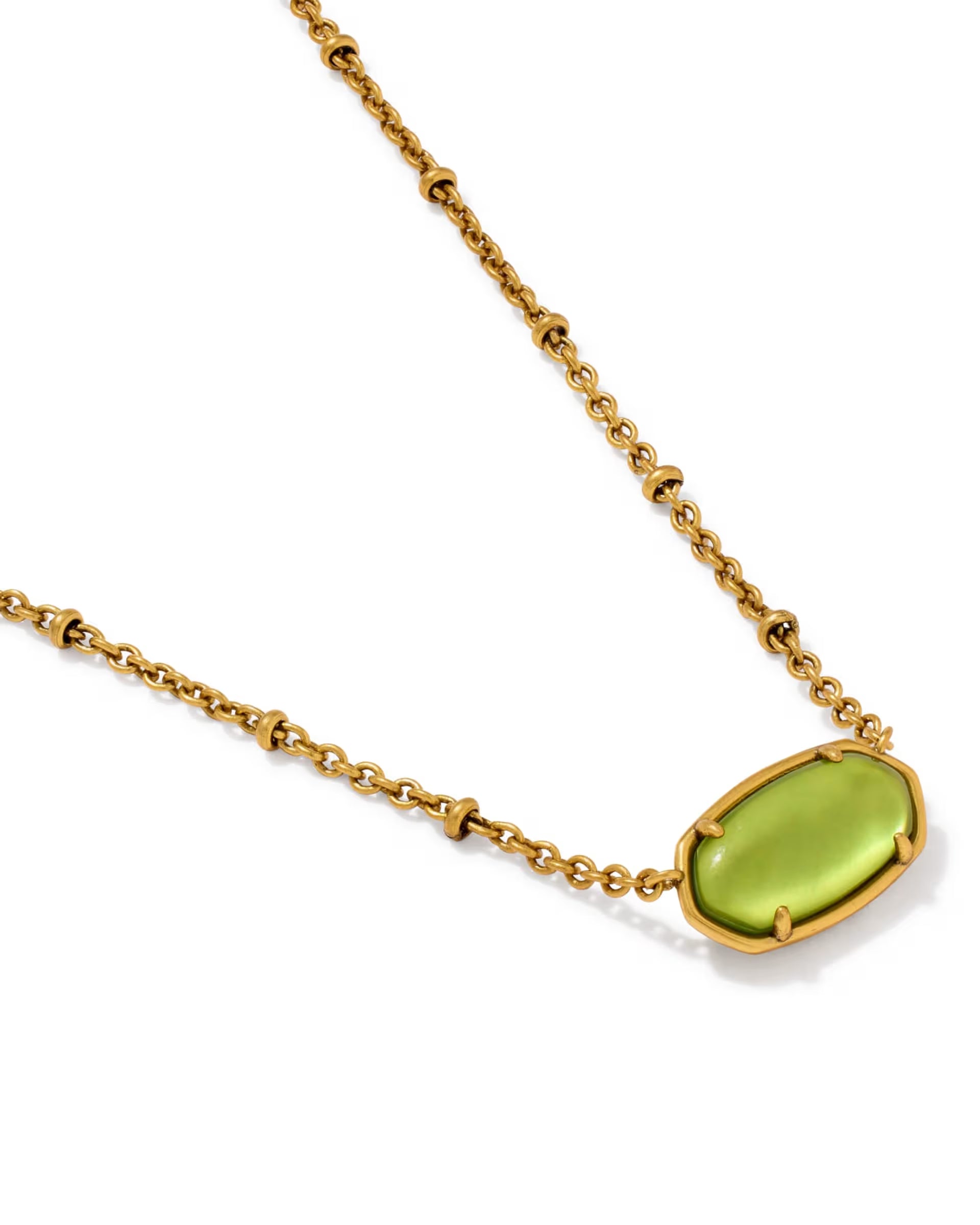 Tiger Striped Chartreuse Elisa Vintage Gold Short Pendant Necklace