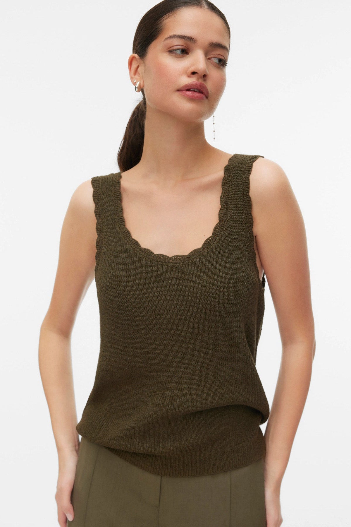 VMLEXIE SHINE SL U-NECK TOP BTQ LX - Kalamata W. DTM LUREX