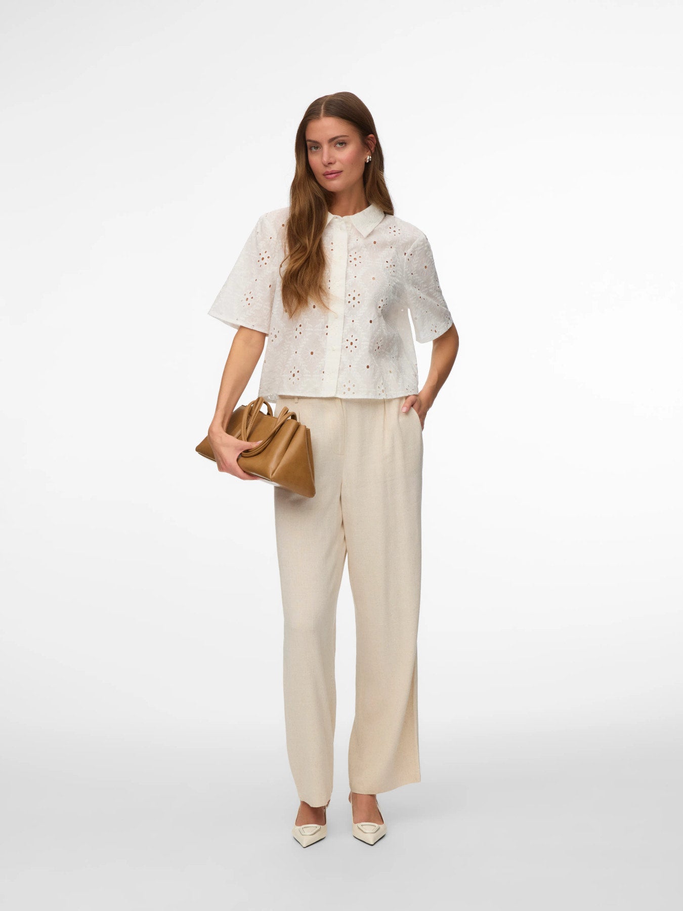 VMELIZA SHORT 2/4 SLEEVE SHIRT WVN NOOS - Snow White