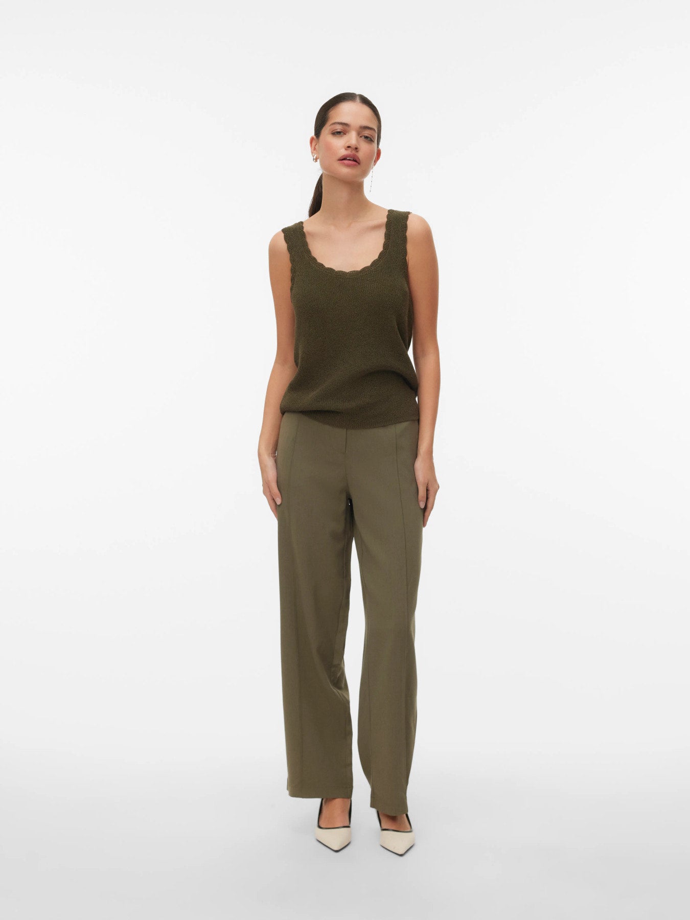 VMLEXIE SHINE SL U-NECK TOP BTQ LX - Kalamata W. DTM LUREX