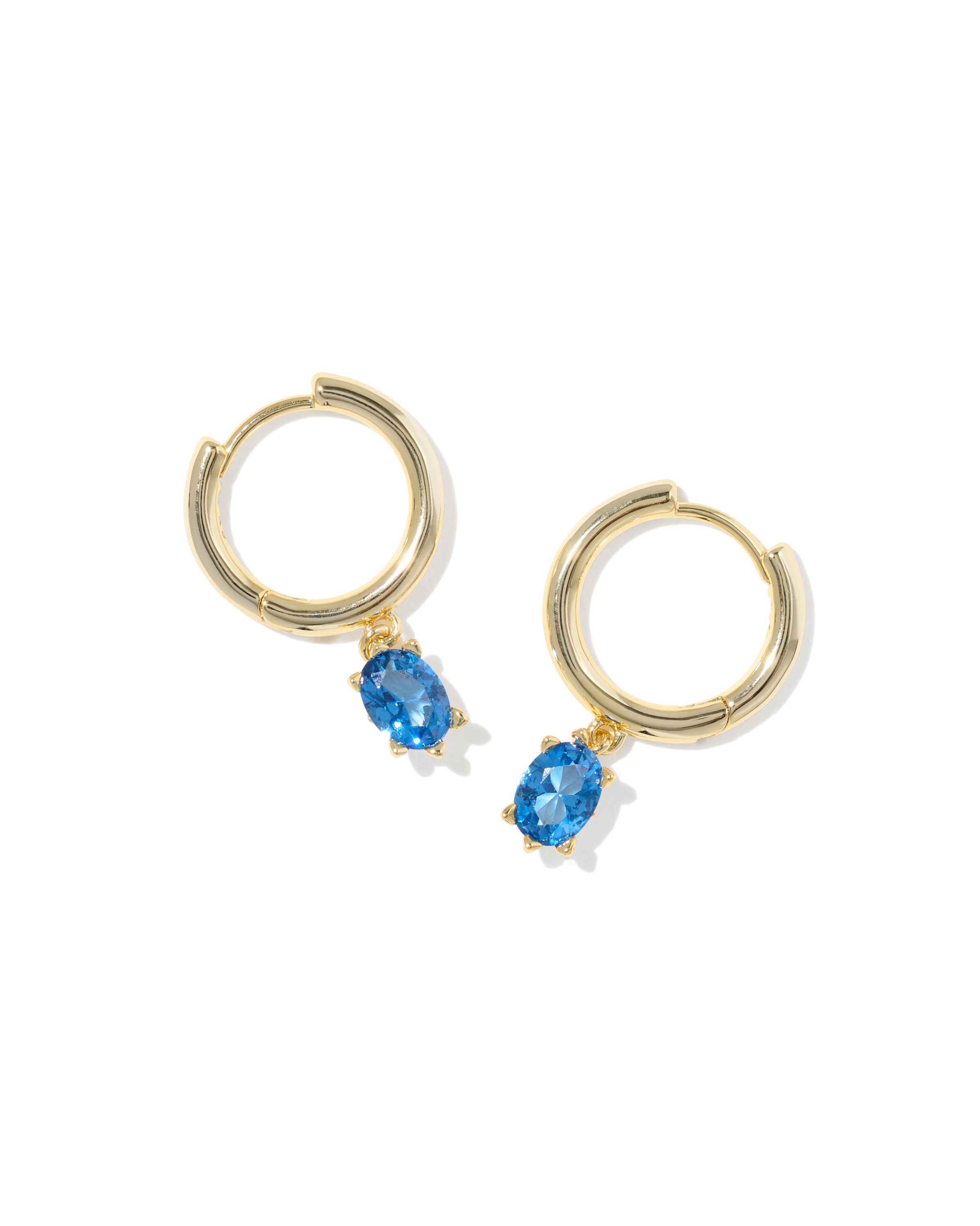 Cailin Single Stone Gold Huggie  - Blue Crystal