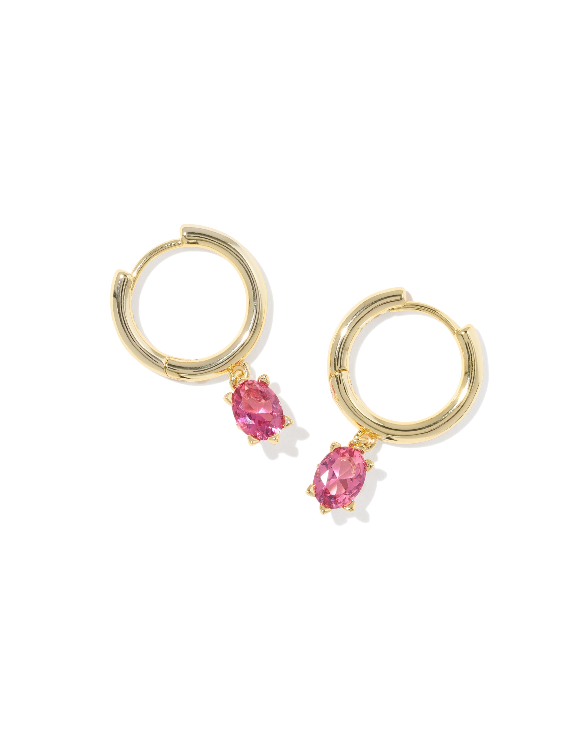Cailin Single Stone Gold Huggie  - Pink Crystal