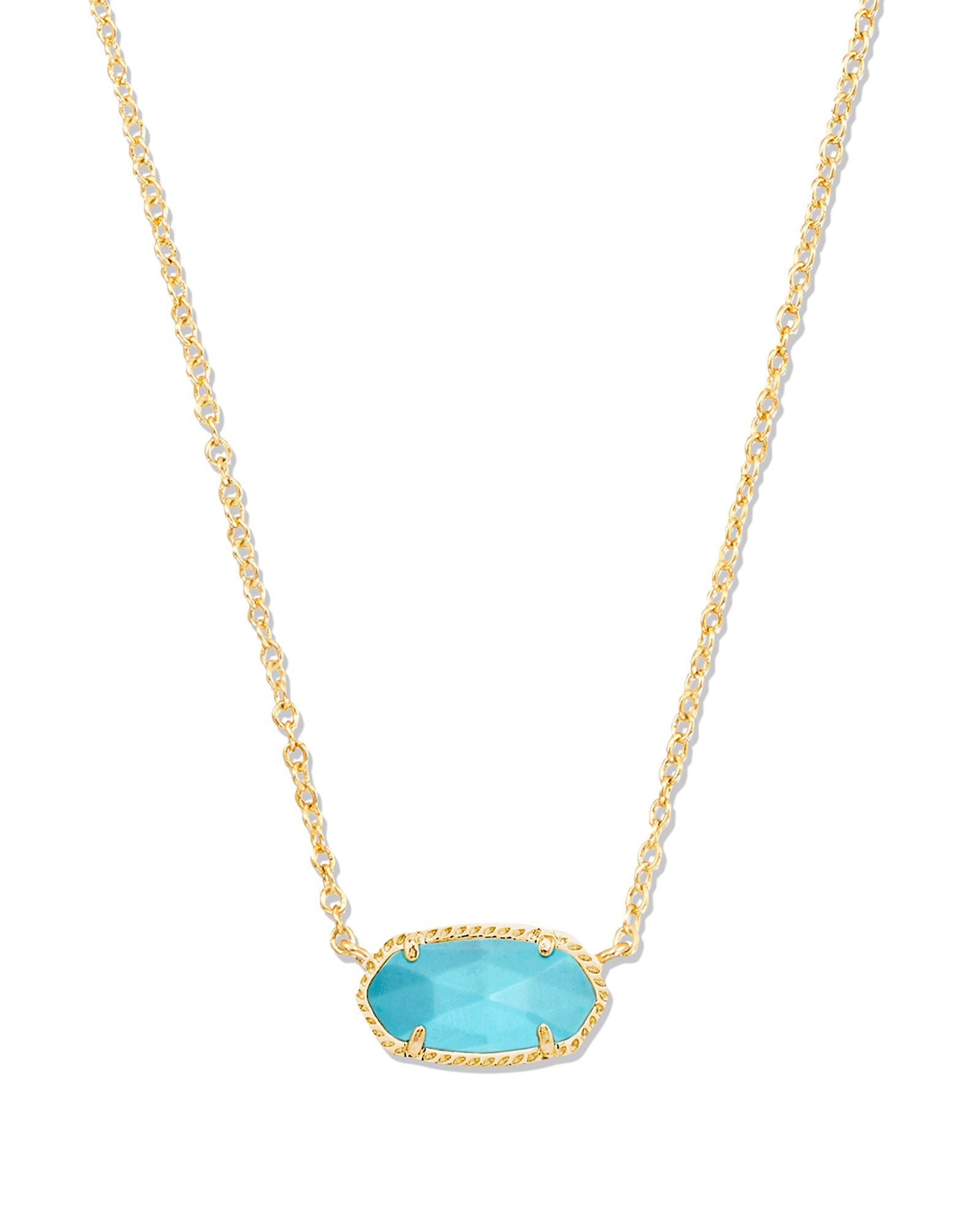 Elisa Gold Short Pendant Necklace - Turquoise Magnesite