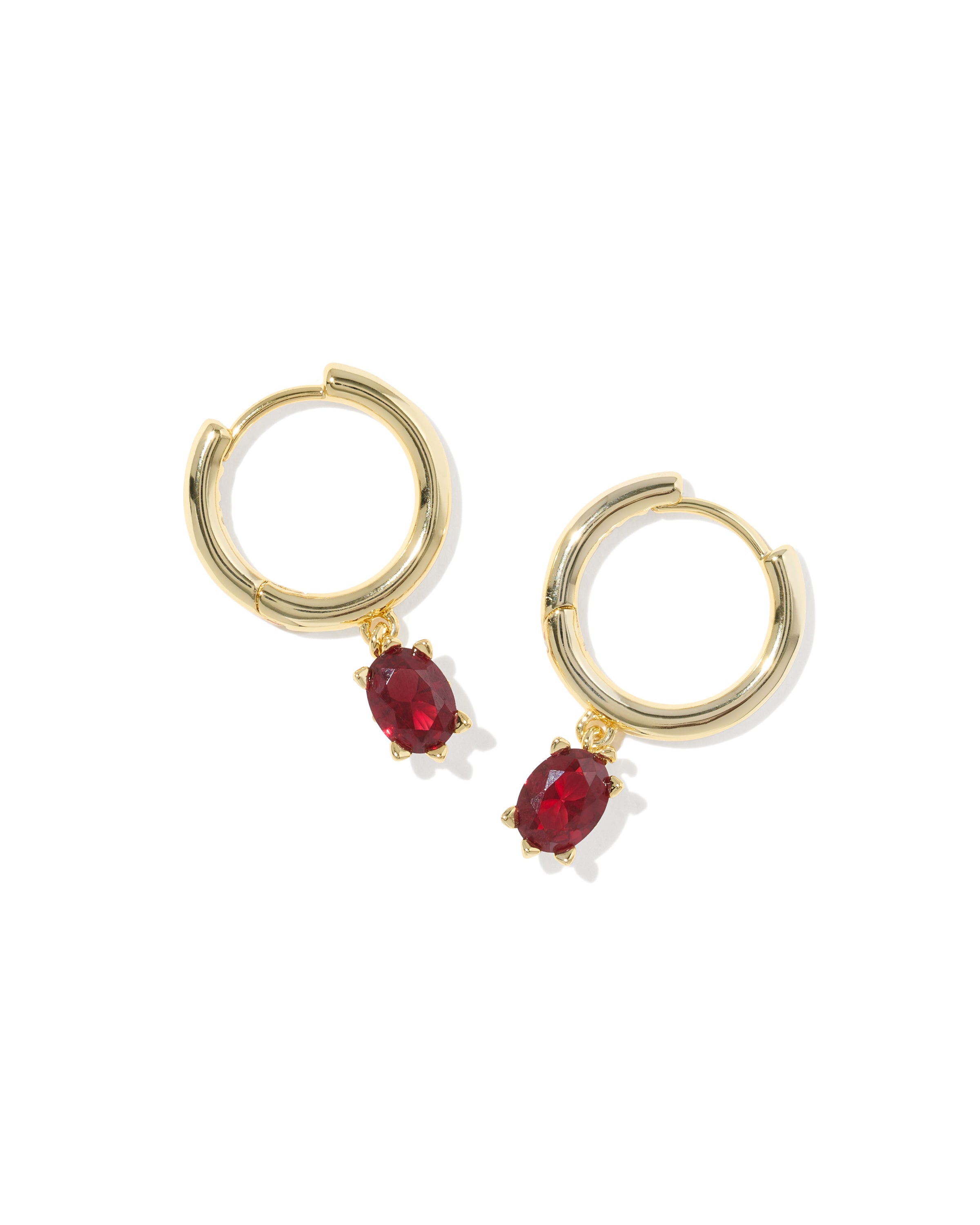 Cailin Single Stone Gold Huggie  - Gold Red Crystal