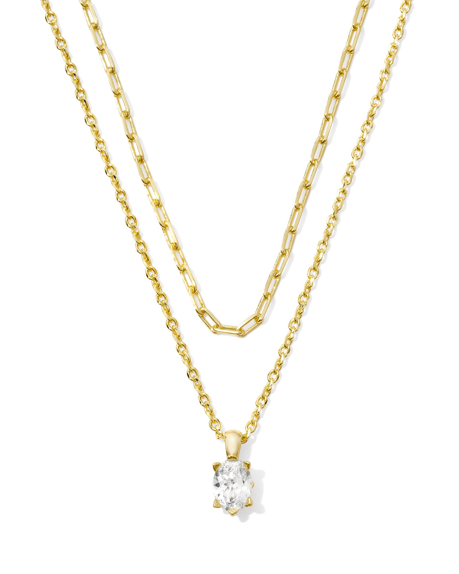 Cailin Multi-strand Gold Necklace - White CZ