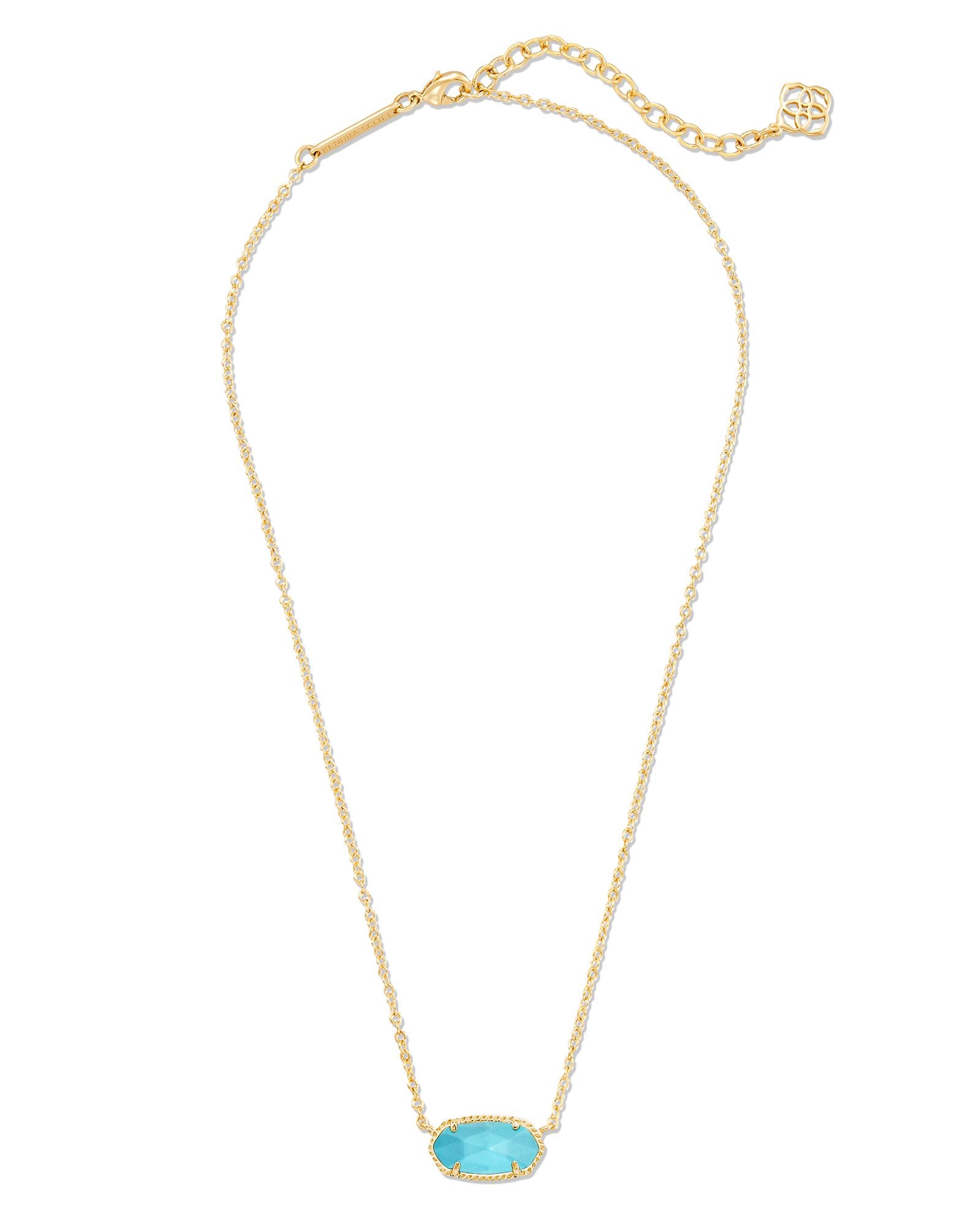 Elisa Gold Short Pendant Necklace - Turquoise Magnesite