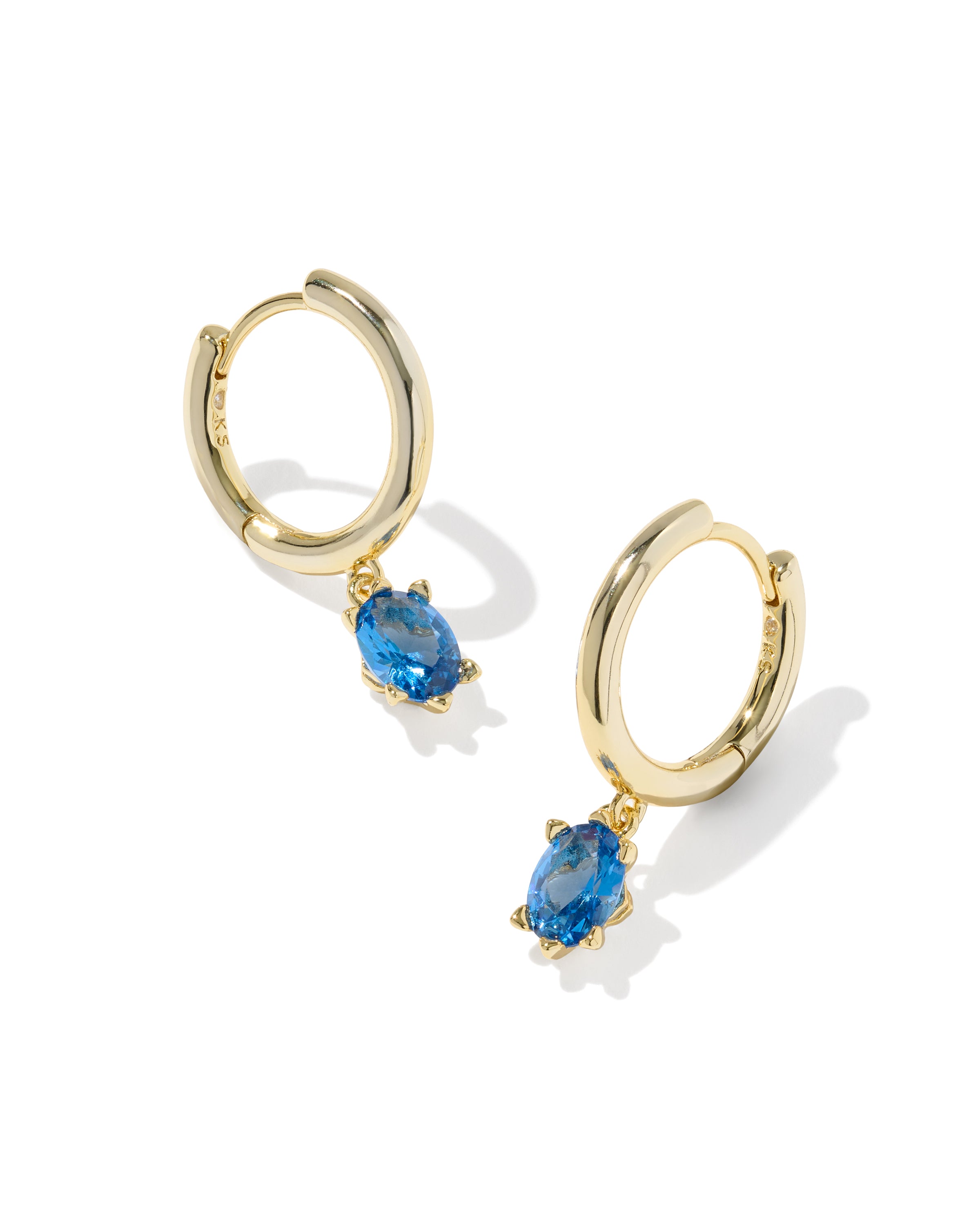 Cailin Single Stone Gold Huggie  - Blue Crystal