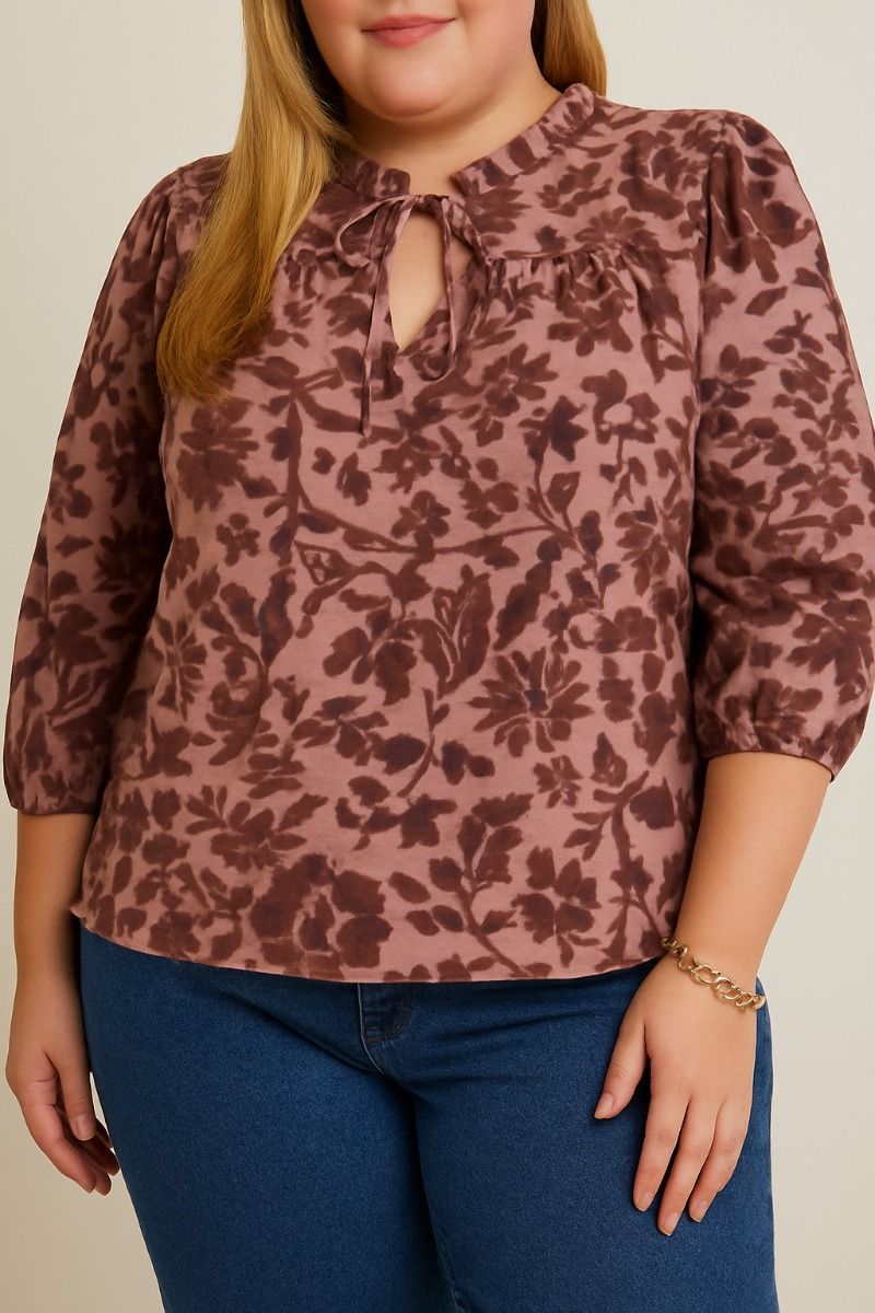 Kayla Floral Keyhole Top
